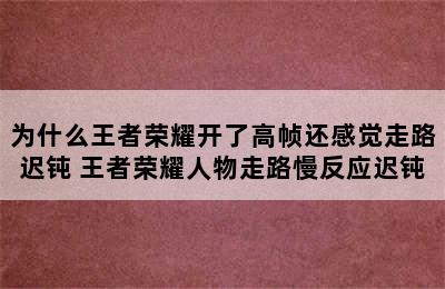 为什么王者荣耀开了高帧还感觉走路迟钝 王者荣耀人物走路慢反应迟钝